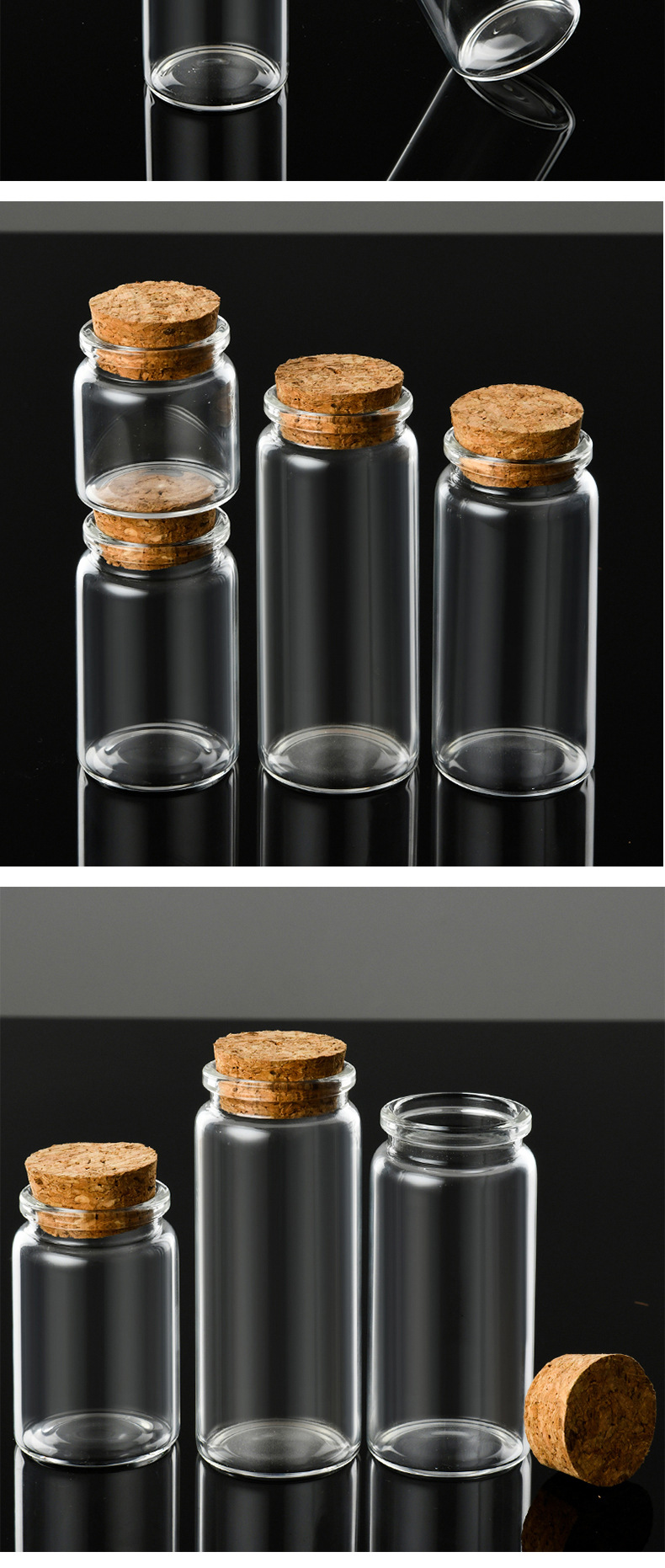 37mm卡口管制玻璃瓶透明虫草包装瓶密封茶叶分装瓶胶囊干果收纳瓶