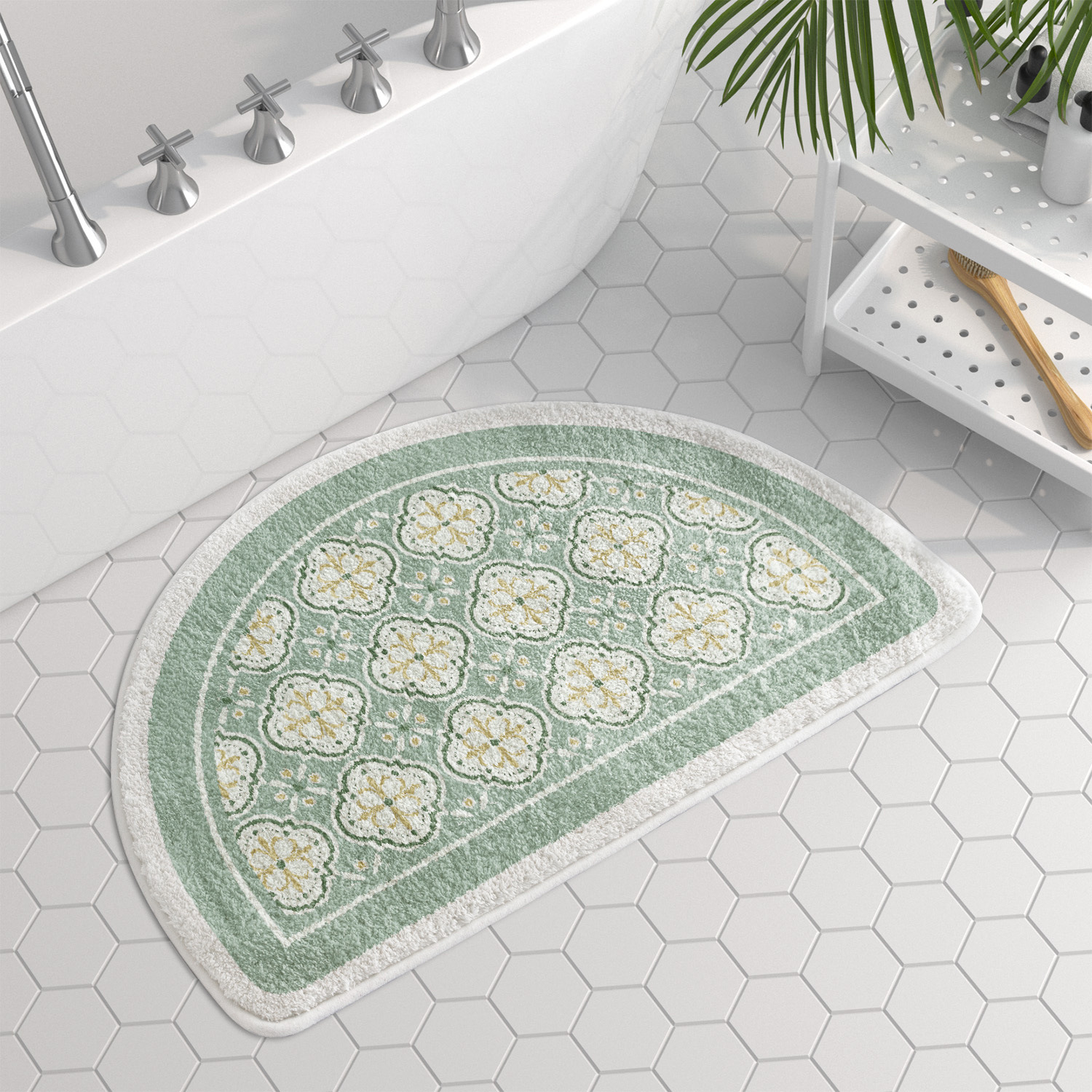 Retro Nordic Pattern Ins Style Cashmere-like Semicircle Toilet Floor Mat Bathroom Door Non-Slop Mats Absorbent Floor Mat