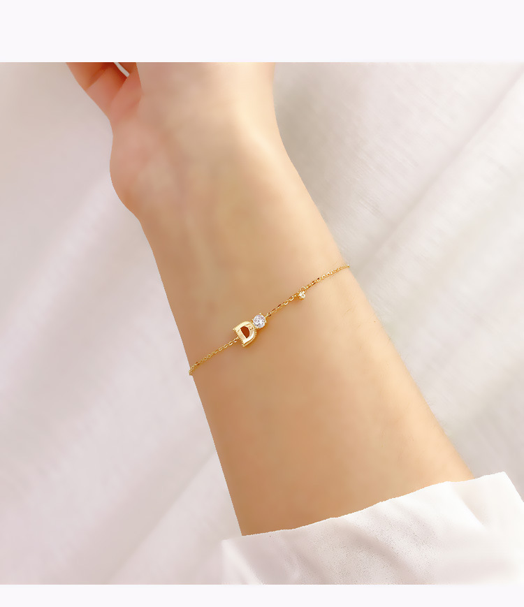 s925纯银镀14k黄金手链ido轻奢高级感小众时尚字母可调节手饰品女