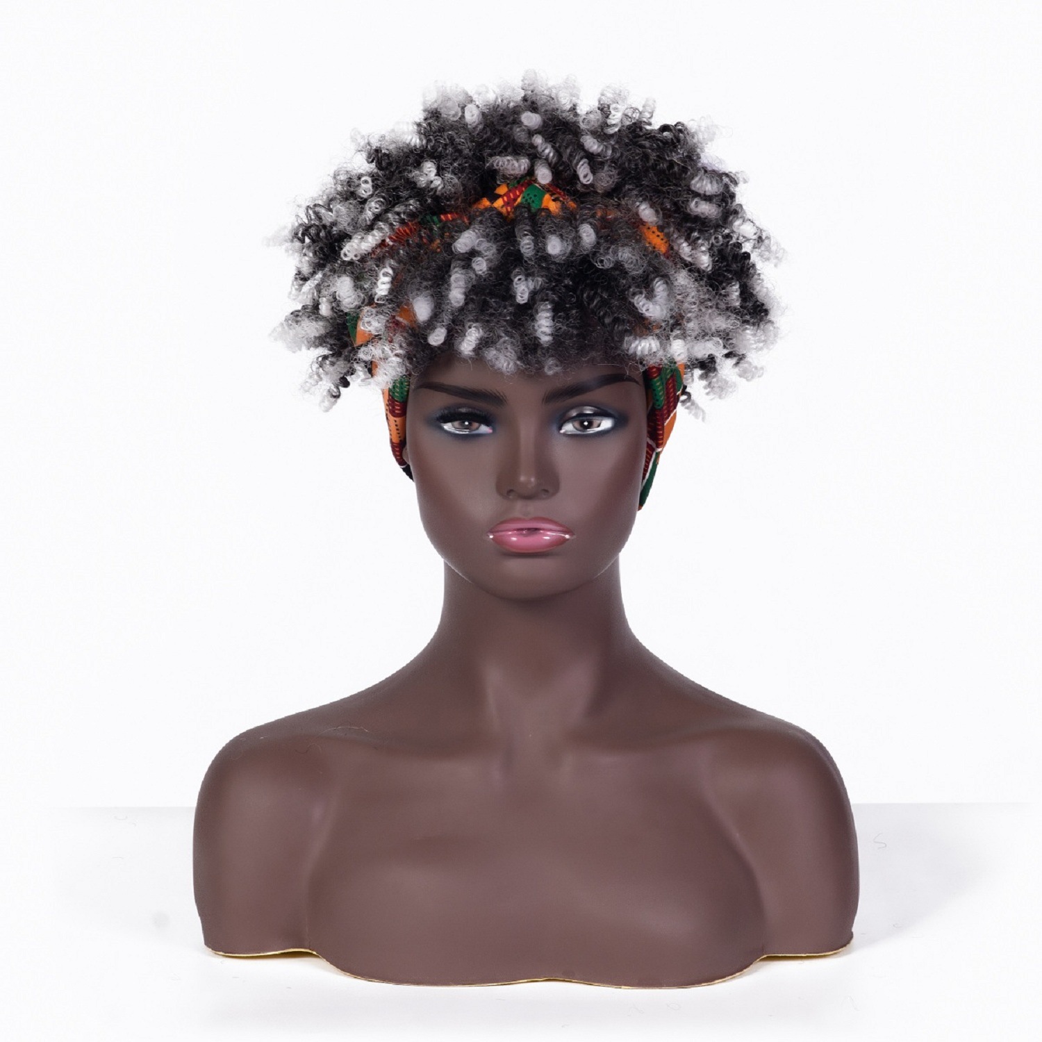 头巾假发 跨境新品假发 非洲女士带刘海爆炸头小卷发假发头套