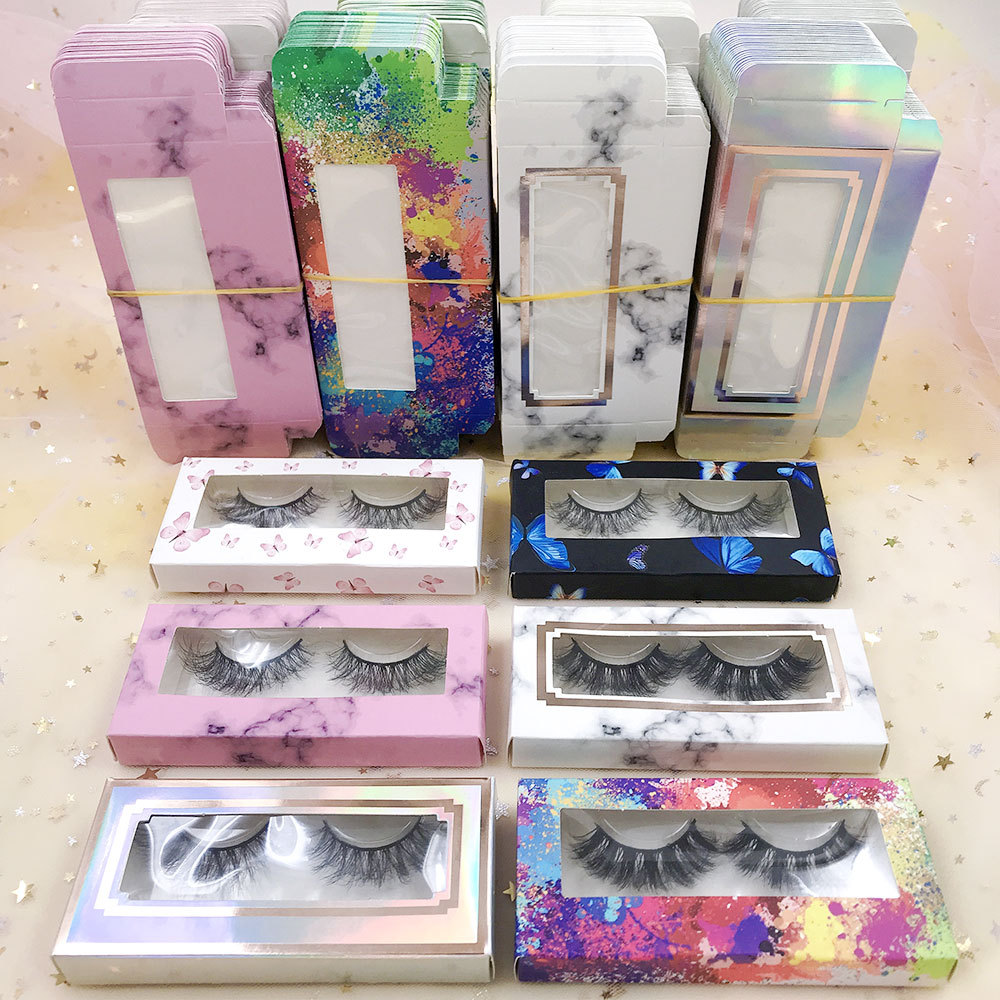 新品批发3d炸毛假睫毛蝴蝶印花纸盒一对装眼睫毛 蓬松卷翘假睫毛