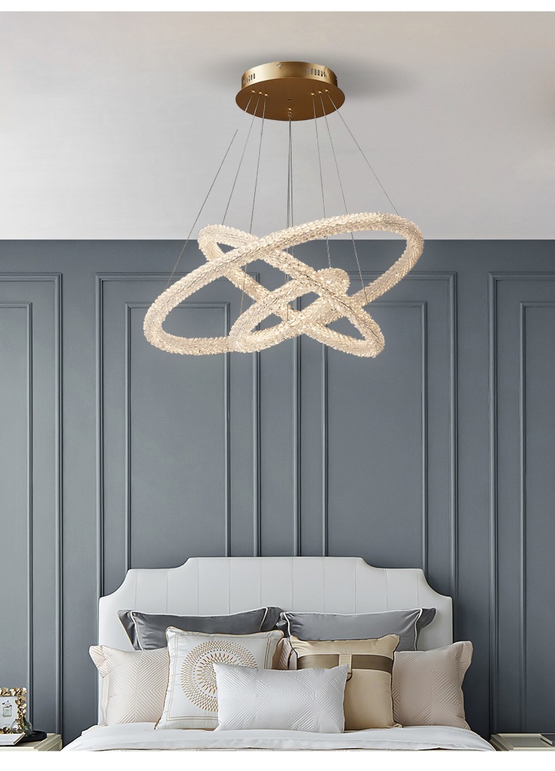 flyla法式轻奢灯现代简约客厅餐厅卧室灯饰网红环形灯具水晶吊灯