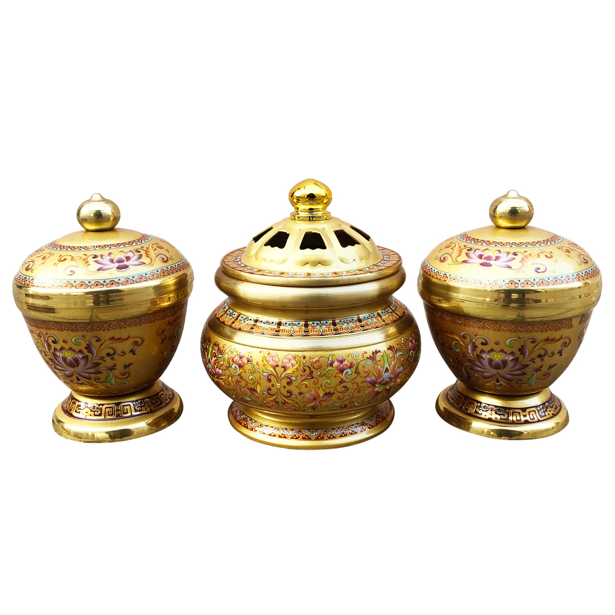 佛教佛具佛堂用品寺庙摆件法会佛事柚木托盘香盘贡盘彩绘香炉粉盅