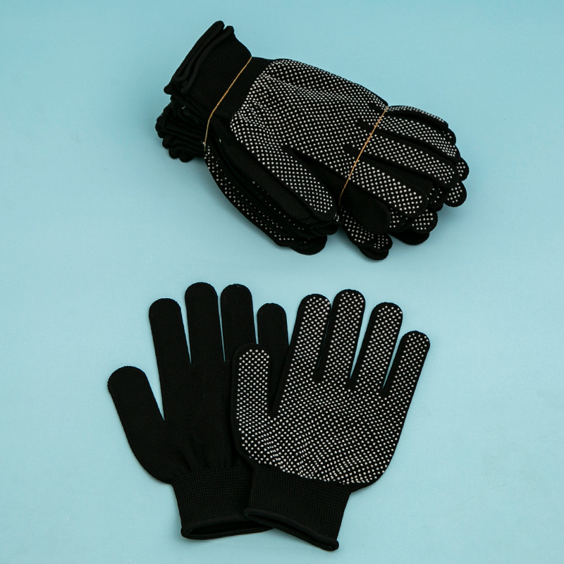 Cotton Gloves with Rubber Dimples Non-Slip Cotton Gloves Non-Slip Gloves Work Thickened Nylon Gloves Knitted Wear-Resistant Labor Protection Gloves