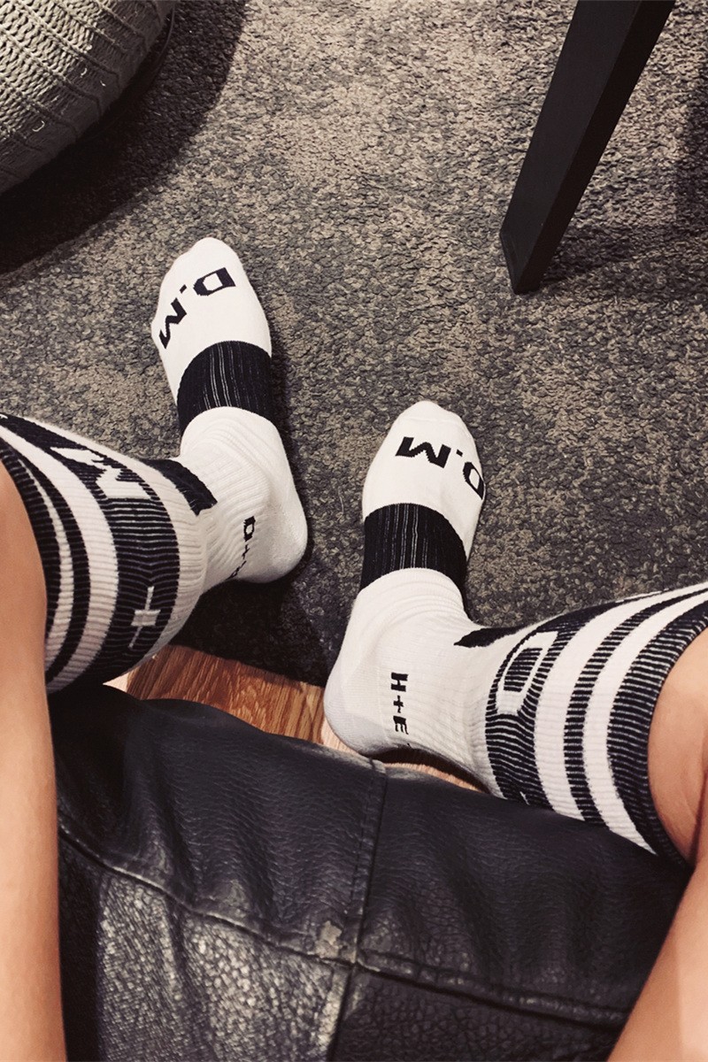 D.M Men's Socks Fashion Stocking Sports Soccer Socks Letters European and American Trendy Socks Stockings Towel Bottom Thickening Sweat-Absorbing