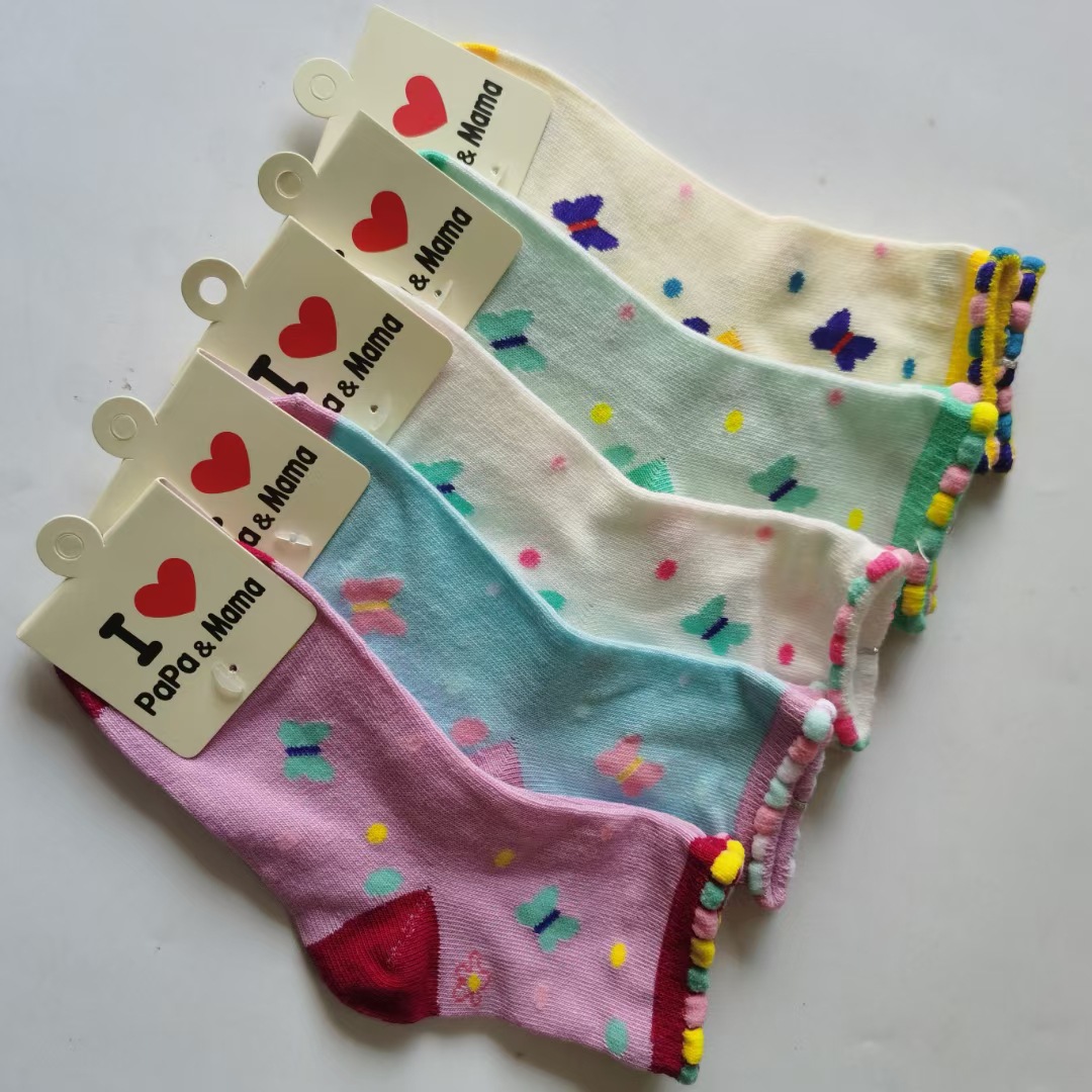 秋冬季纯棉儿童卡通袜子袋装二十双中筒儿童2-12岁袜子批发