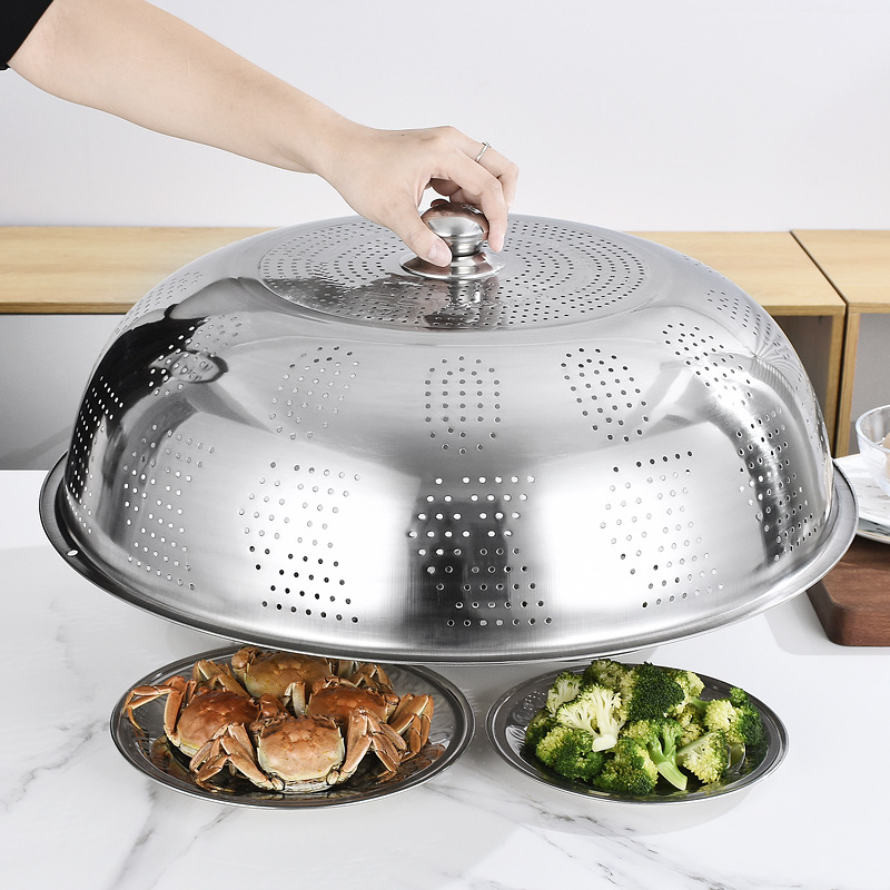 不锈钢菜罩食物盖 酒店商用防尘饭盖菜罩家用餐桌剩饭罩50-80cm