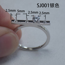 S925纯银珍珠戒指空托配件开口diy手工饰品指环辉透活口可调节
