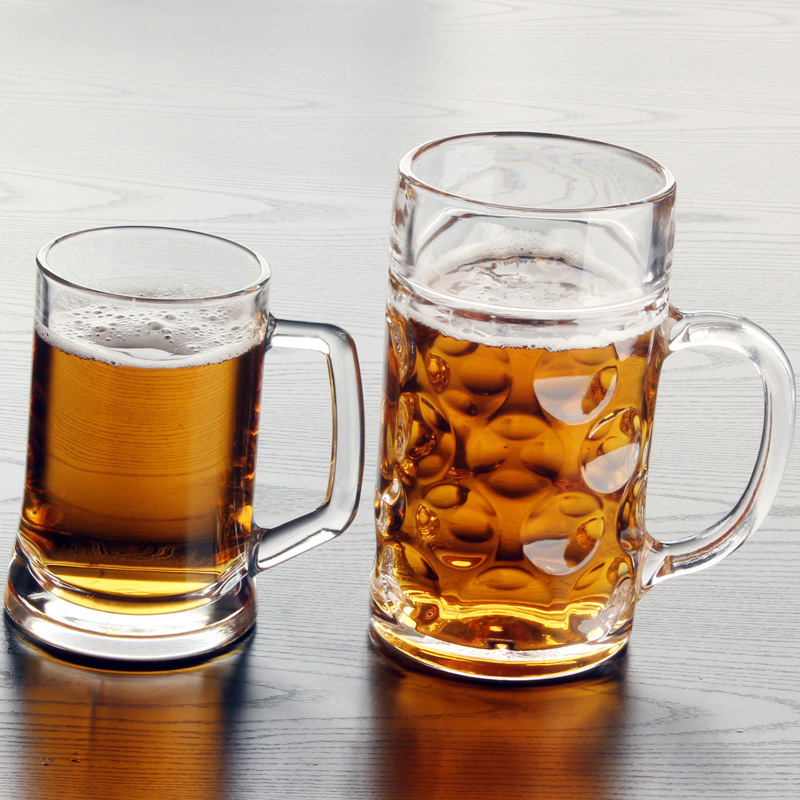 啤酒杯 玻璃 家用带把扎啤杯超大号容量1000ml德国精酿啤酒杯2只