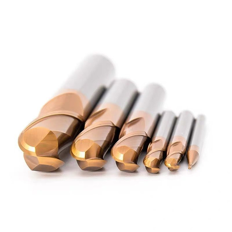 lbg钨钢金色半圆键铣刀55度二刃硬质合金铣刀cnc数控锣刀r0.5-r6