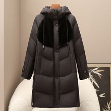少量服饰90白鹅绒羽绒服2025冬季新款水貂毛拼接连帽长款鹅绒服女