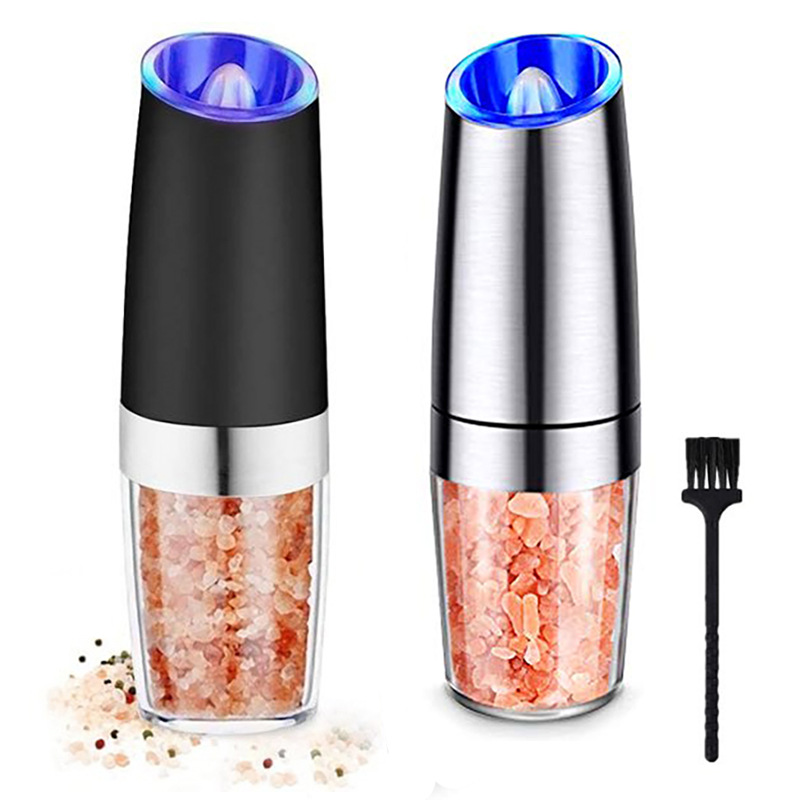 Induction Automatic Pepper Grinder Adjustable Thickness Electric Pepper Mill Grinder Blue Light