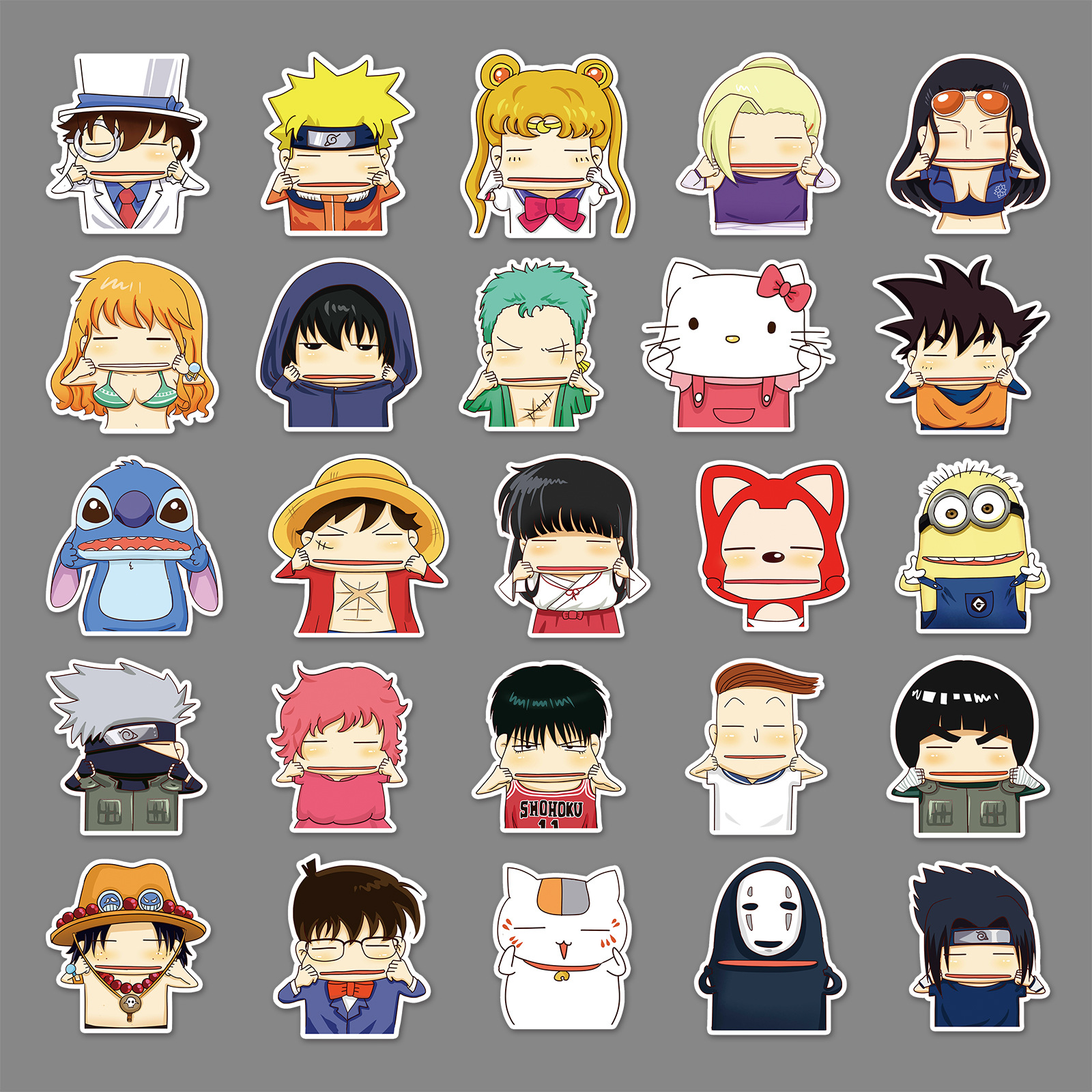 50张卡通捧脸动作涂鸦贴纸防水旅行箱行李箱笔记本电脑装饰贴纸