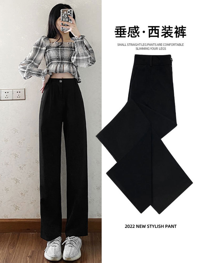   Suit Pants Black Wide-eg Pants Women's High Waist Drooping Spring Women's Clothes New Small Straight Casual Suit Pants