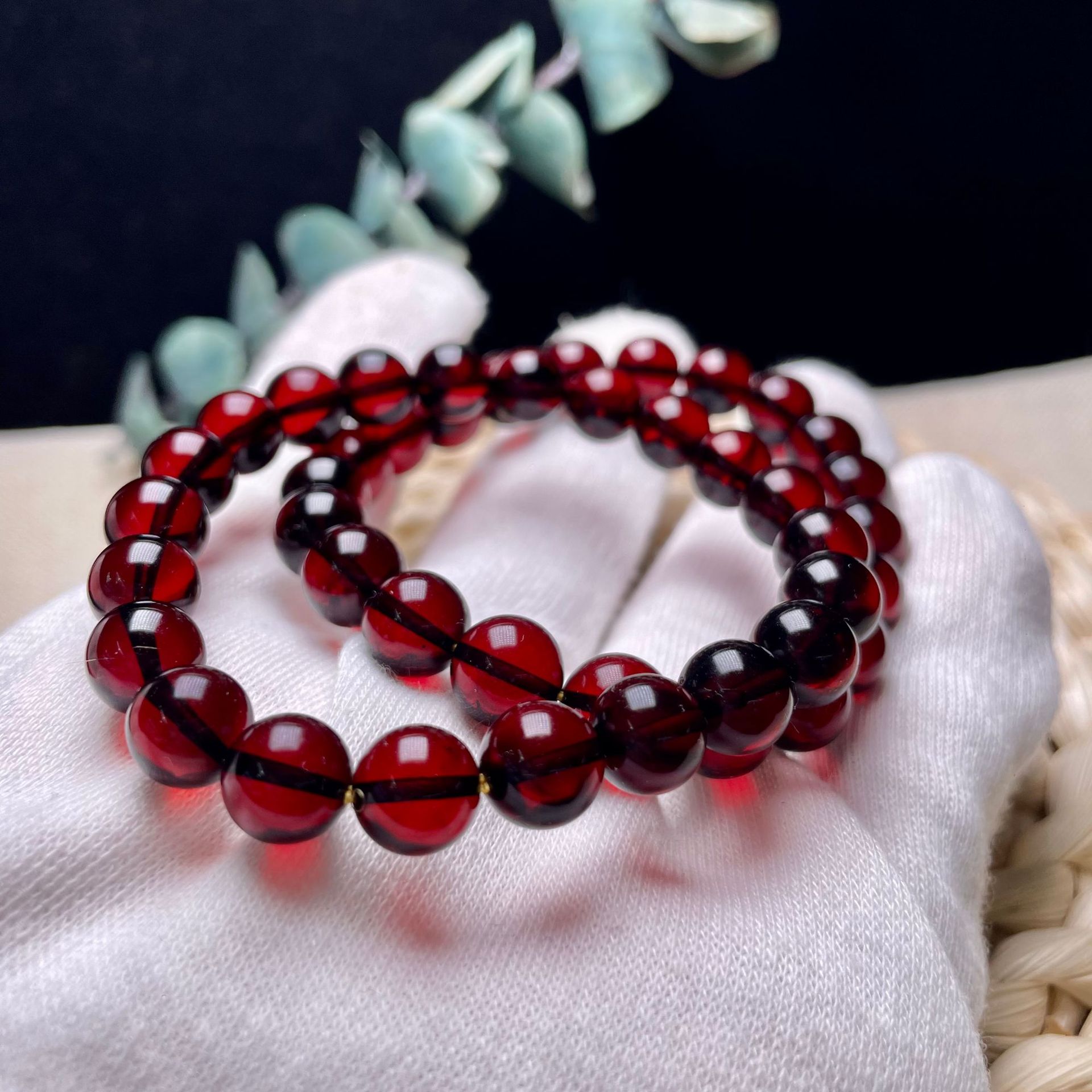 天然血珀圆珠手链净水波罗的海手串饰品女直播网红送礼8 9 琥珀男