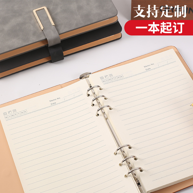 Wenzhou Thickened A5 Loose Spiral Notebook B5 Business Notepad Imitation Pu Soft Leather Loose-Leaf Notebook Book Customized Small Batch