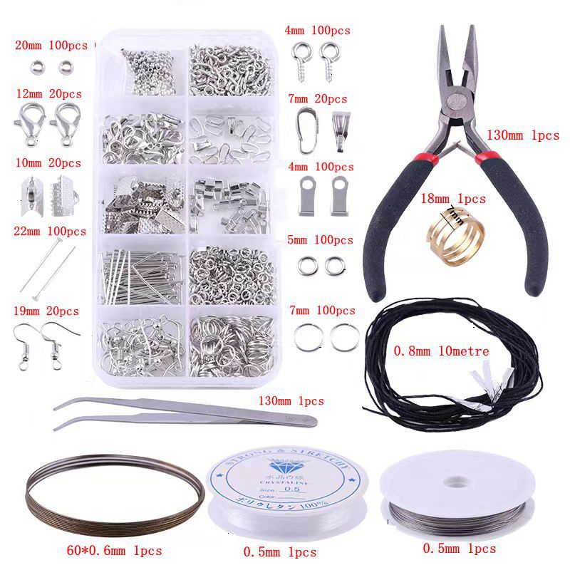 Cross-Border Hot Selling DIY Ornament Accessories Set Box Lobster Buckle Broken Ring Oval Buckle Ball Plunger Beading Tools Set