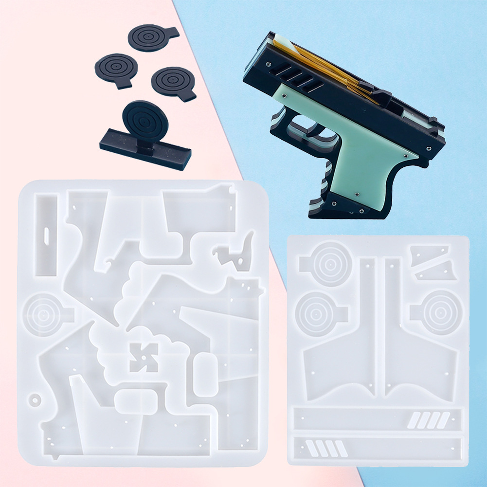 diy水晶滴胶环氧树脂模 手工制作组装拼接弹弓模型带标靶硅胶模具