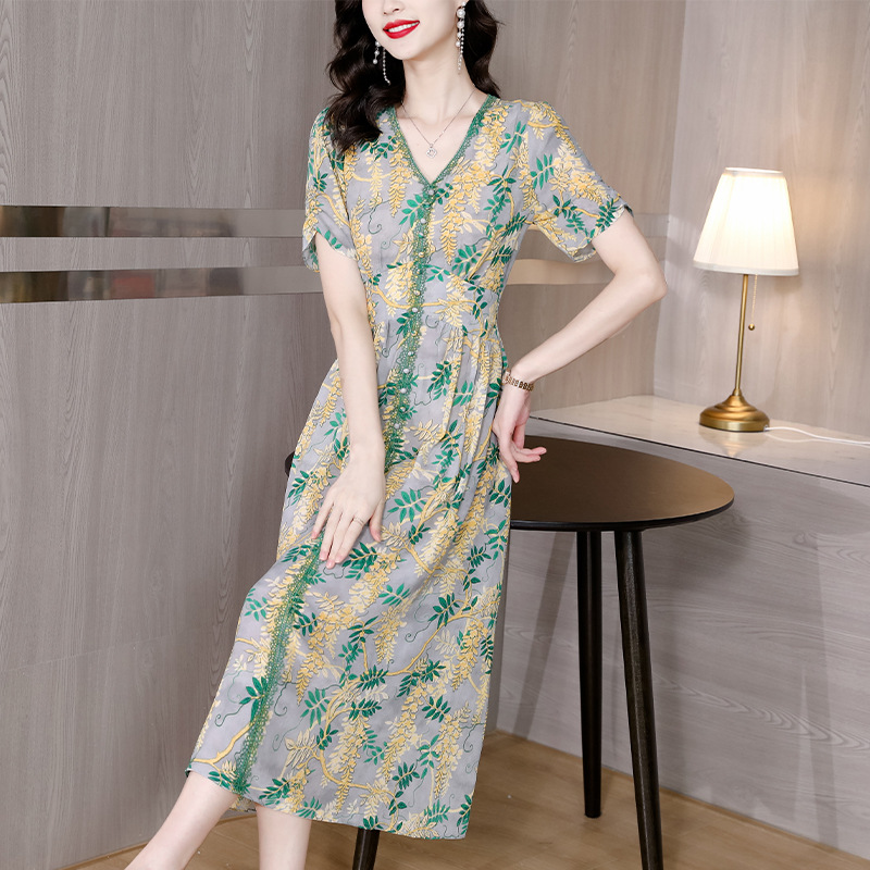 国际大牌真丝连衣裙女士高级感2024年夏季新款高端奢华桑蚕丝裙子