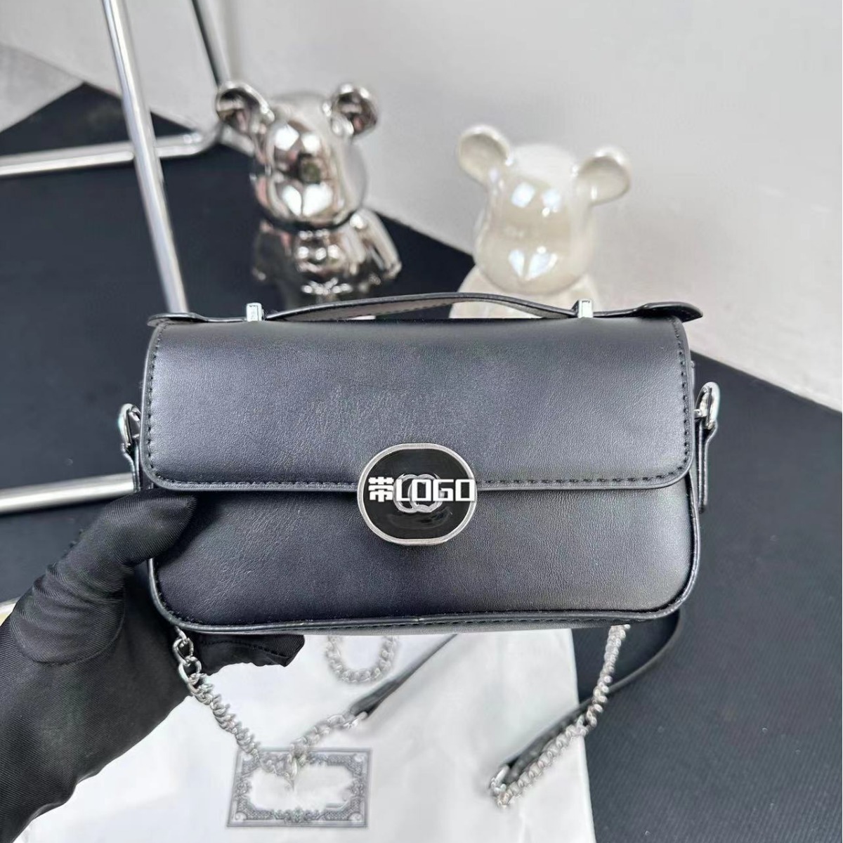 2023 New G Messenger Bag Small Square Bag Advanced Texture Portable One Shoulder Crossbody Bag Women's Gift Box