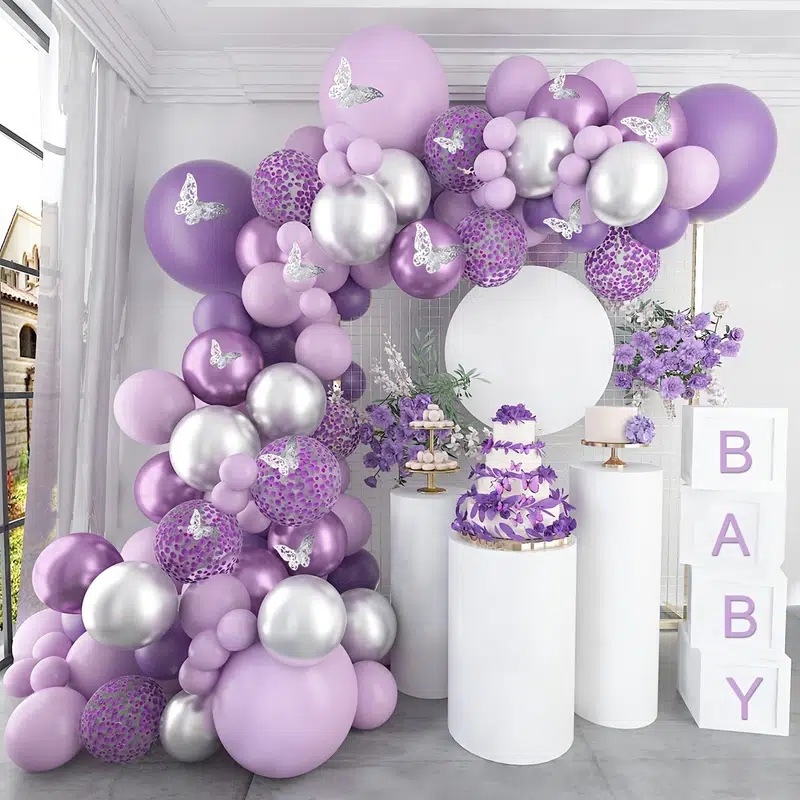 Cross-Border E-Commerce New Purple Latex Balloon Chain Birthday Party Gathering Scene Decorations Arrangement Balloon Wholesale