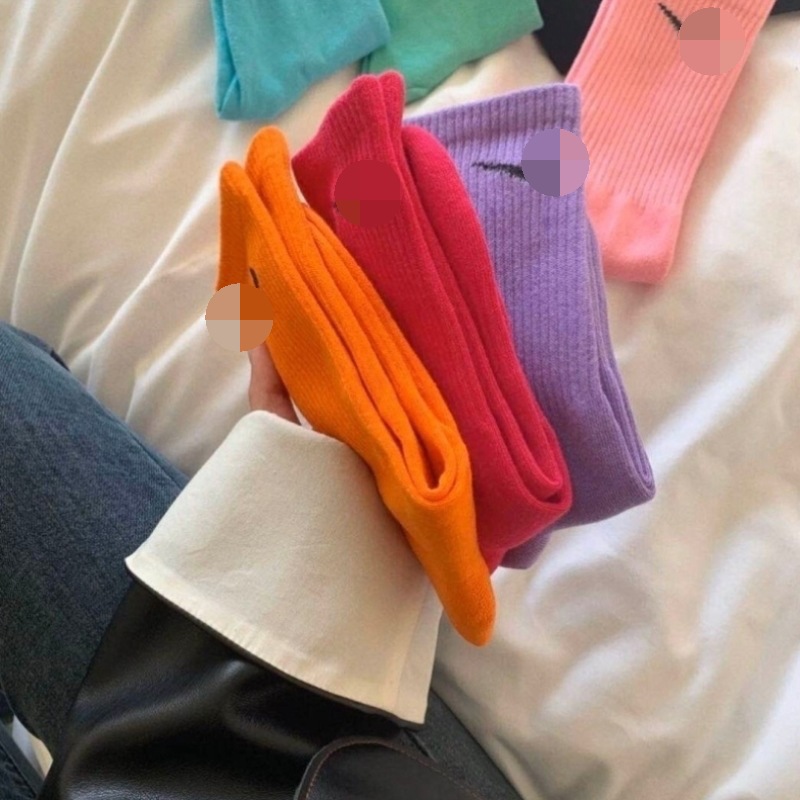 Socks Hook Socks. Candy Color Women's Mid-Calf Leisure Sports Socks Rainbow Hook Socks Autumn and Winter New Cotton Socks