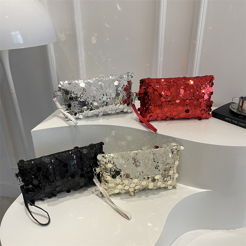 时尚简约亮片手机小方包女2025新款简约信封包个性ins洋气手拎包