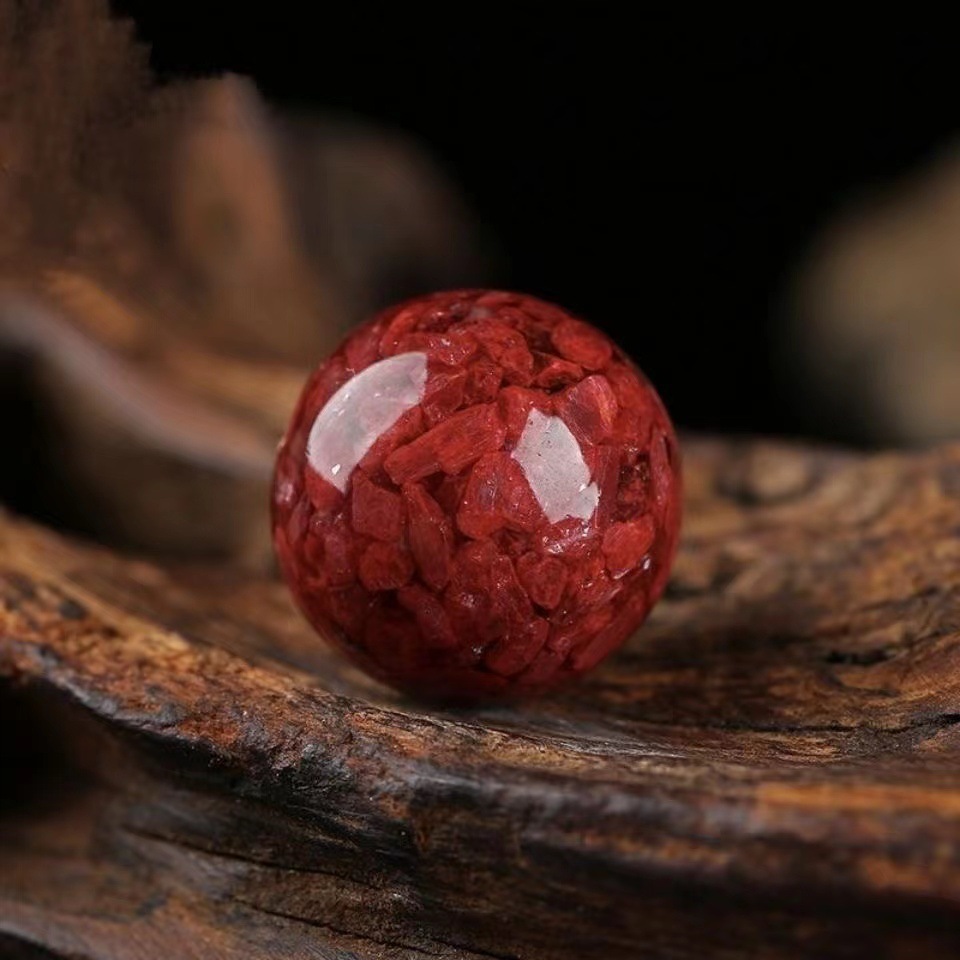 直播货源精品原矿石全透光晶体砂高含量朱砂散珠手链配珠配饰