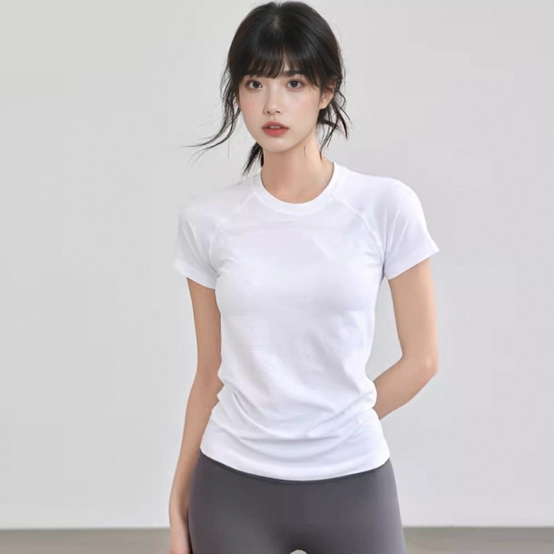 春夏季新款运动健身短袖高弹速干瑜伽服跑步训练上衣紧身显瘦t恤