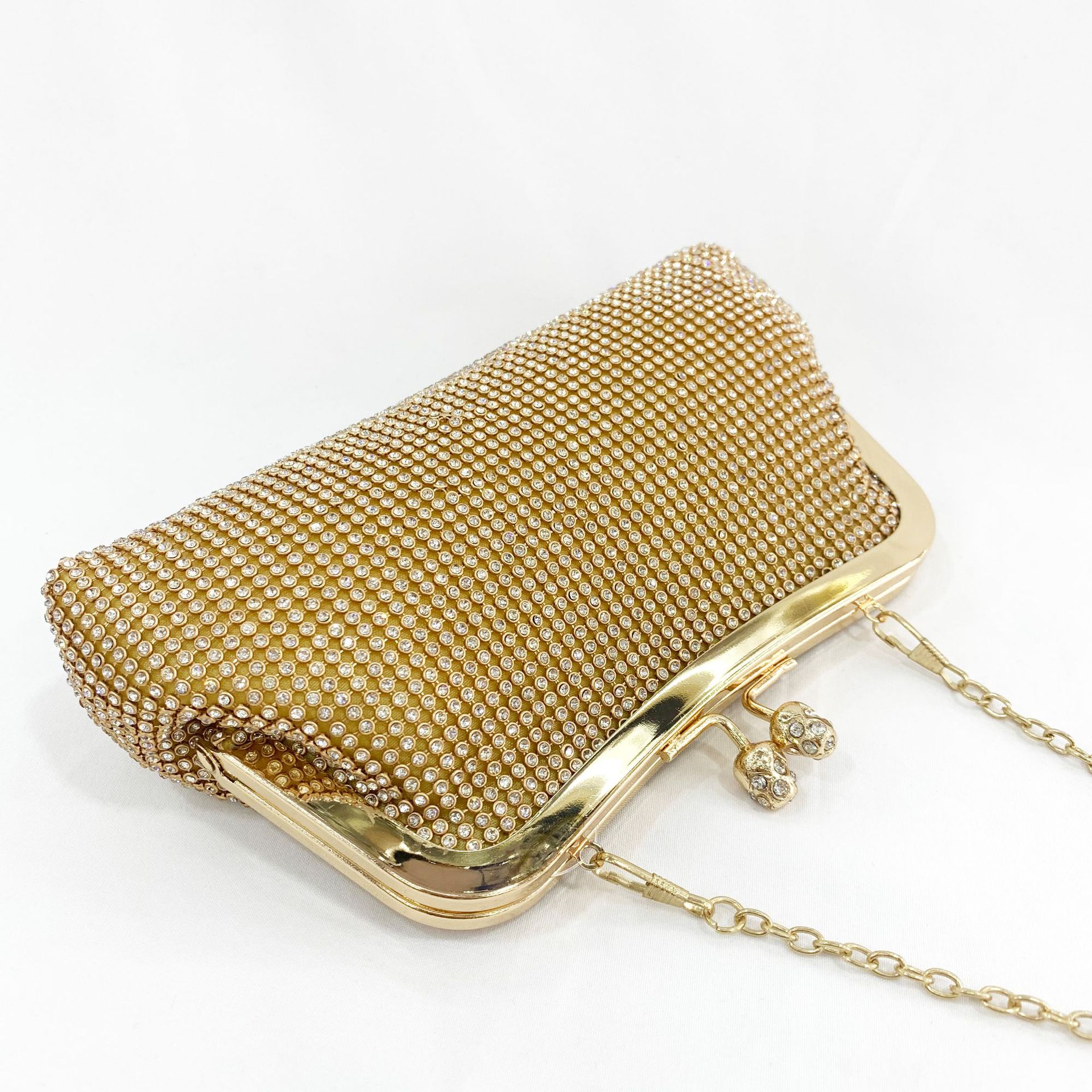 跨境金属水钻晚宴包彩虹渐变链条晚装包高档新娘手拿包party bag