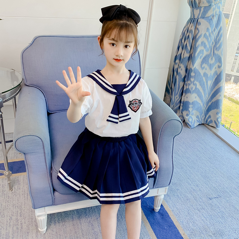 女童连衣裙夏装jk制服新款学院风儿童套装裙子女孩夏季公主裙
