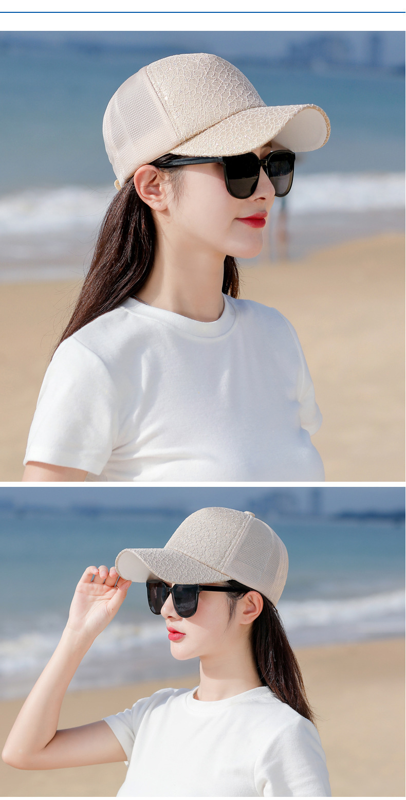 韩国纯色亮片棒球帽女弯檐韩版简约百搭街头休闲硬顶鸭舌帽子男潮