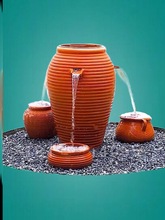 流水土陶罐景观红陶花盆粗陶三口自动欧式户外庭院花卉特大组合