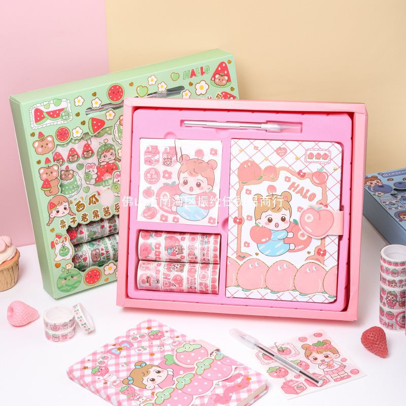 chestnut jun hand account gift box jam series teenage girls notebook magnetic buckle book stickers with burin gift box