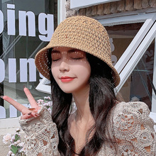 韩版新款春夏季女士针织户外透气水桶帽时尚纯色光板盆帽子潮批发