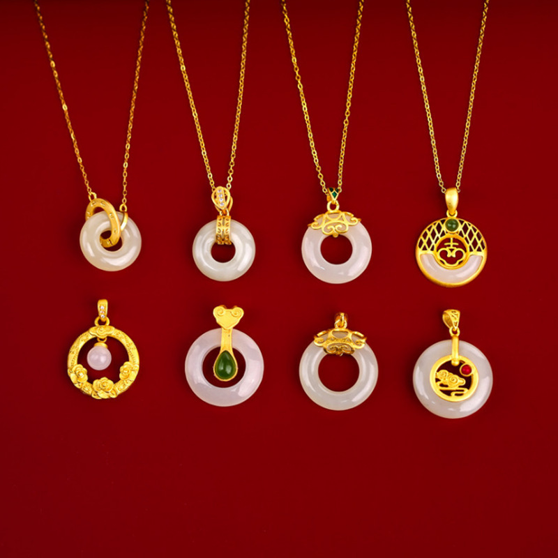 玉吉祥晓玉桃木节节高玉千禧玉信宜玉金福平安饰品相似足金平安扣吊坠