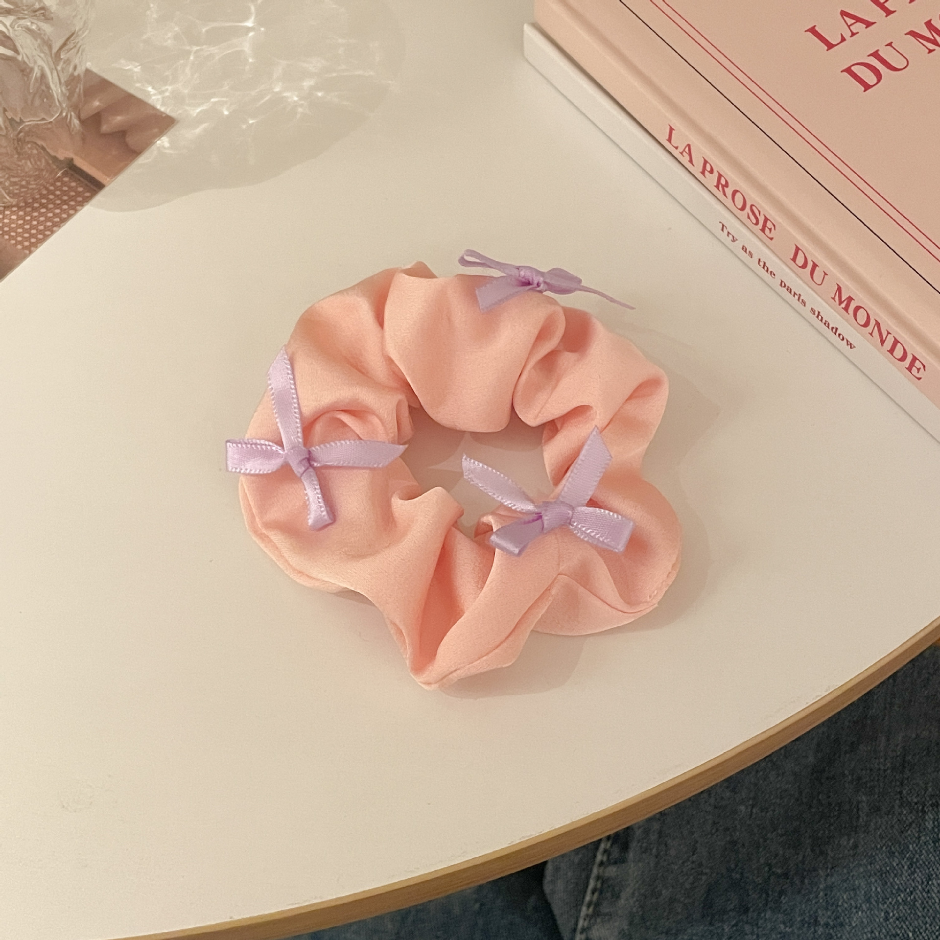 Sweet Korean Style Bowknot Hair Ring Elegant Black and White Color Pleated Fabric Super Fairy Satin Large Intestine Hair Ring Hair Accessories