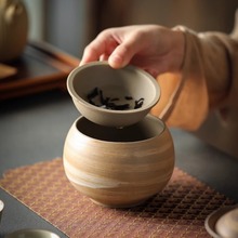 粗陶建水茶洗茶盂水盂家用陶瓷茶渣缸带盖日式复古水洗笔洗废水桶