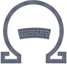 砖雕弯形回纹线古建四合院月亮门仿古庭院拱门弧形线条框月洞门框