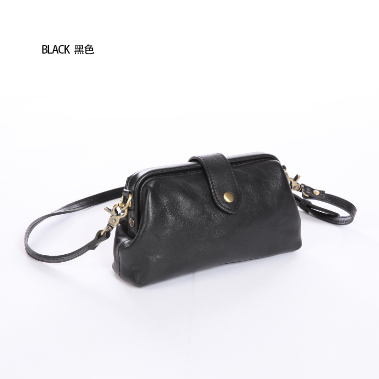 2023 New Genuine Leather Ladies' Bags First Layer Cowhide Clip Bag Casual Skeleton-Skin Box Bag Purse Frame Mini Messenger Bag