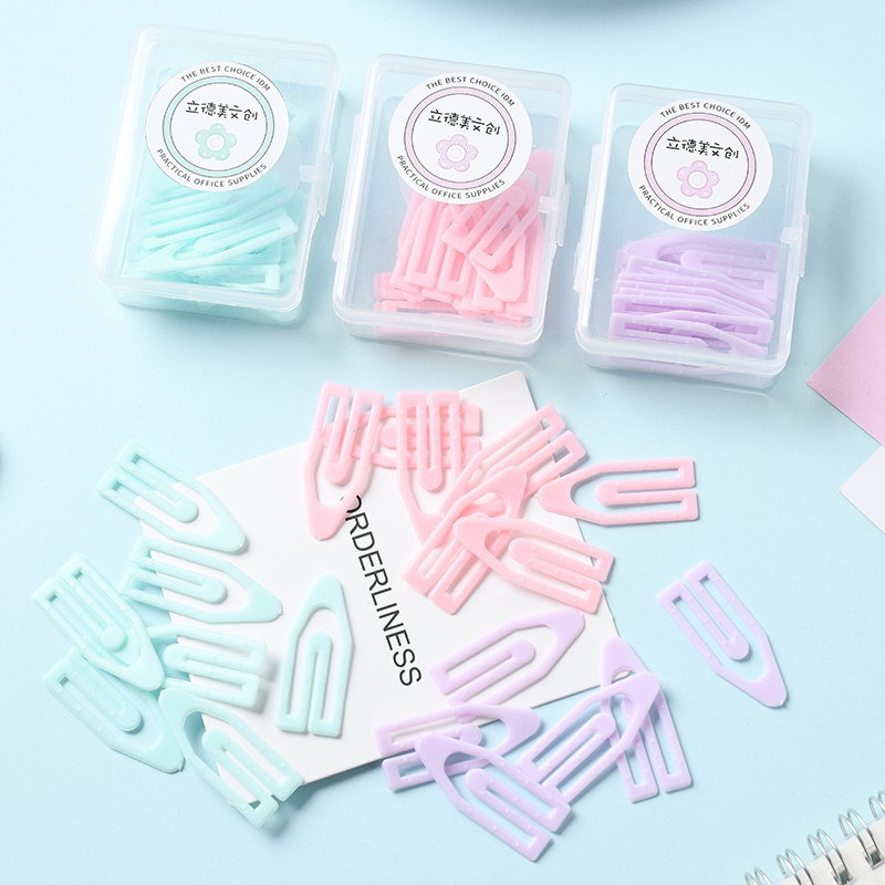 Macaron Color Creative Box-Packed Large Small Size Paper Clip Ship Type Clip Small Fresh Metal Binding Office Supplies