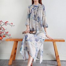 新国风丝麻旗袍连衣裙 90-150斤 1854
