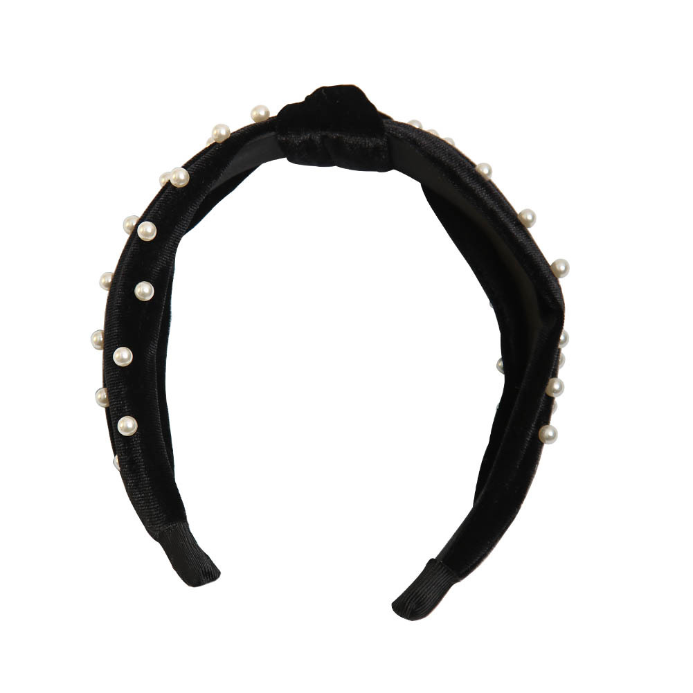 Gold Velvet Beaded Headband Fashion Wide Side Simplicity Versatile Retro Headband Headdress Hair Accessories