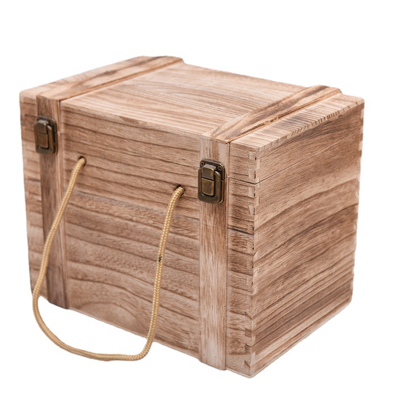 五粮液酒木盒复古白酒木盒子木质酒盒手提白酒礼盒木质白酒包装盒