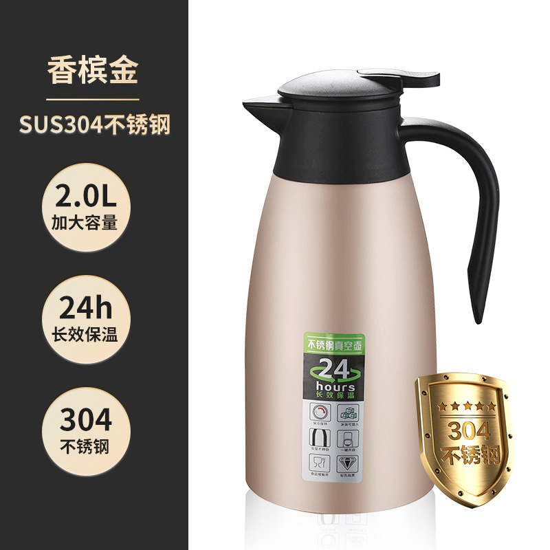 304 Stainless Steel Vacuum Insulated Pot Thermo European Coffee Pot Kettle Household 2l Gift Commercial Logo