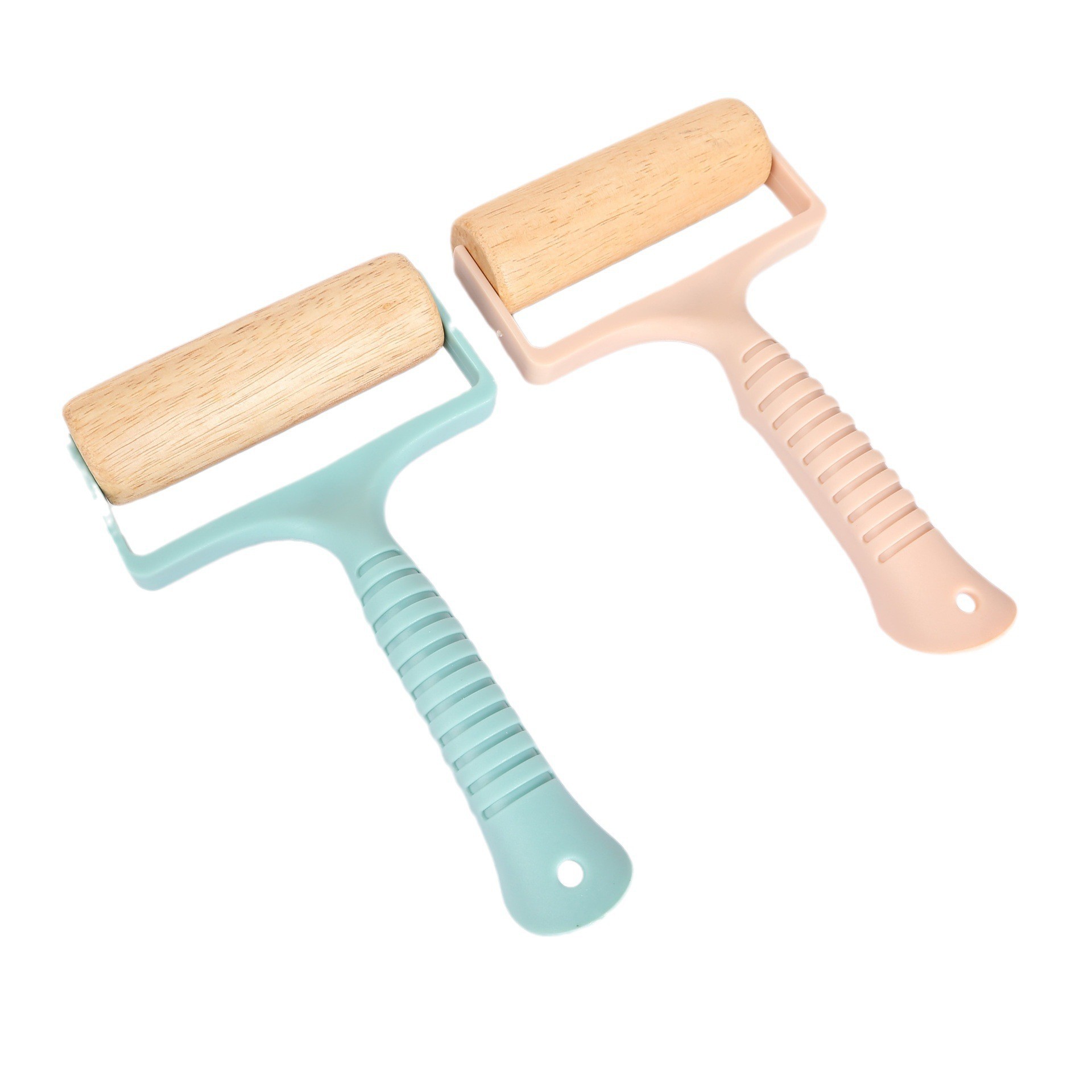 Cross-Border Beech Roller Rolling Pin Manual Roller Flour Stick Nordic Style Small Handheld Plastic Handle Rolling Pin