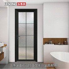 厂家供应黑色平开门丰字格卫生间门通体玻璃平开格子门