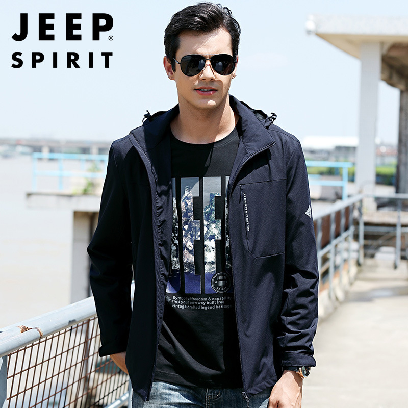 jeep spirit男士夹克弹力连帽多袋大码男装户外休闲夹克外套-阿里巴巴