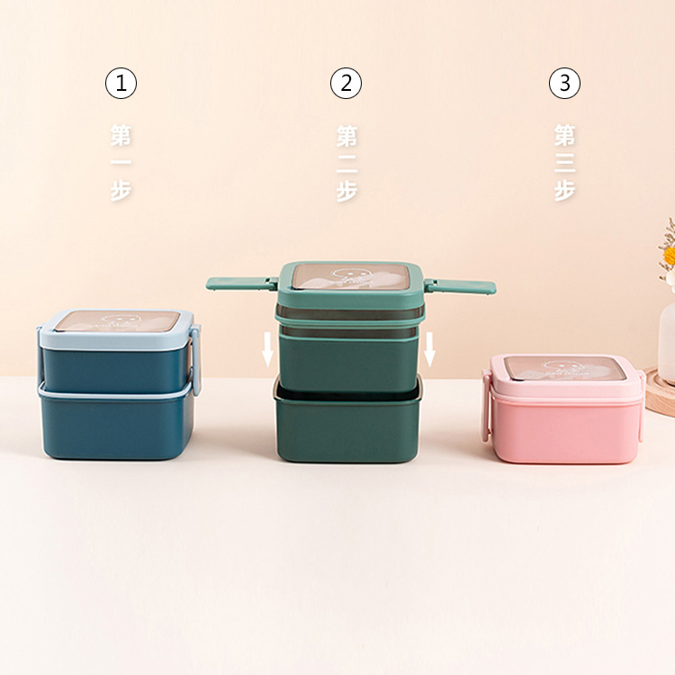 Multi-Layer Lunch Box Microwaveable Heating with Lid Student Bento Box Men and Women with Tableware Food Grade Lunch Box