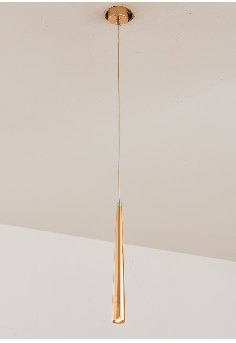 米极圆锥吧台吊灯黑金色锥形长筒小吊灯餐厅前台单头吊灯个性创意